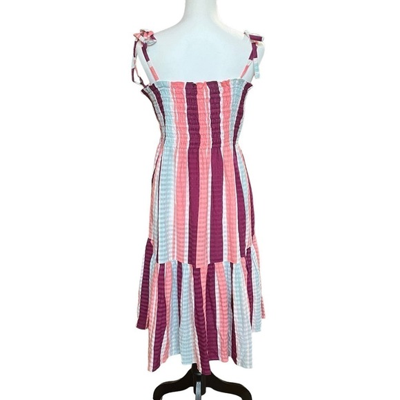 Tanya Taylor Dress Size XL Pink Stripe Smocked Leandra Sleeveless NWT Sundress - Picture 5 of 9